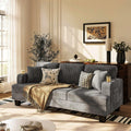 83' Modern Couch with Cup Holders, 3 Seater Couch with Comfy Pillow & Side Storage Pockets, Corduroyn Small Couch with Deep Seat Couch for Living Room, Bedroom, Apartment and Office (Charcoal Gray)