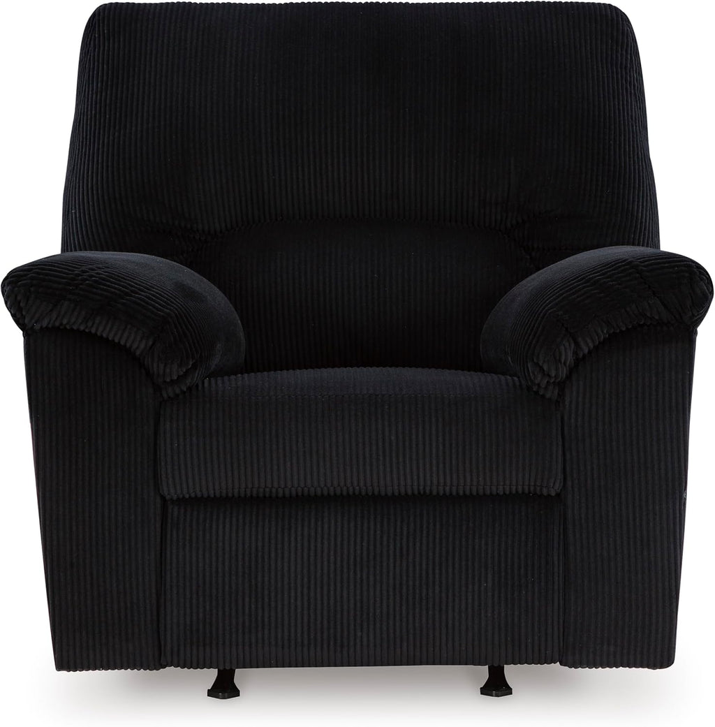 Signature Design by Ashley SimpleJoy Casual Manual Rocker Recliner with Pillow-Top Arms, Black