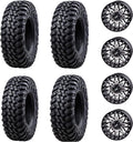 Four 32x10-14 Tusk TERRABITE 8-Ply Radial UTV Tires mounted on Tusk TETON Beadlock Wheels - POLARIS UTVs - 4/156 bolt pattern - Includes Lug Nuts (5+2 Wheel Offset, Machined)
