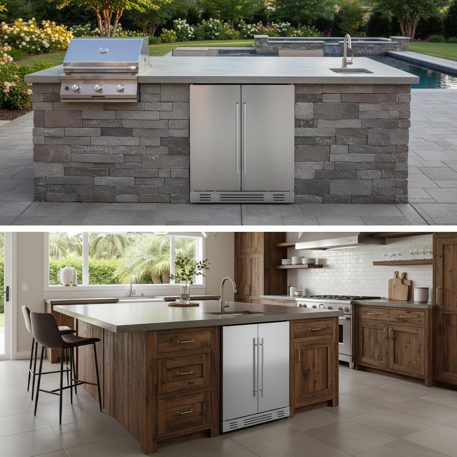 Yeego 24 Inch Wine and Beverage Cooler - 34-65°F, Holds 60 Cans & 20 Bottles Adjustable Shelves Beverage Fridge, Stainless Steel Door with Lock for Built-in in Kitchen, Patio, Bar & Outdoor Use