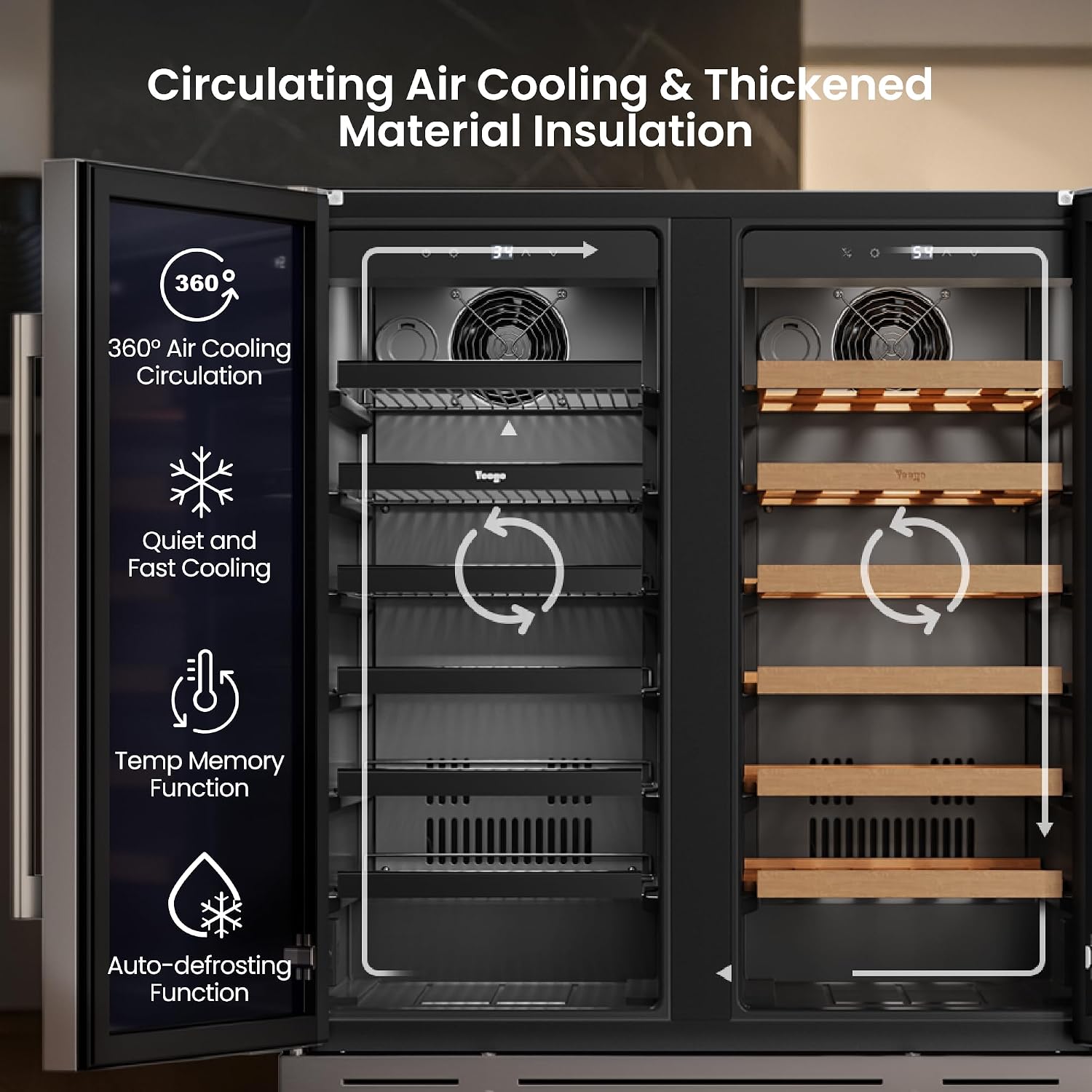 Yeego 30 Inch Wine and Beverage Cooler - 34-65°F, Holds 80 Cans & 33 Bottles Adjustable Shelves Beverage Fridge, Stainless Steel Door with Lock for Built-in in Kitchen, Patio, Bar & Outdoor Use