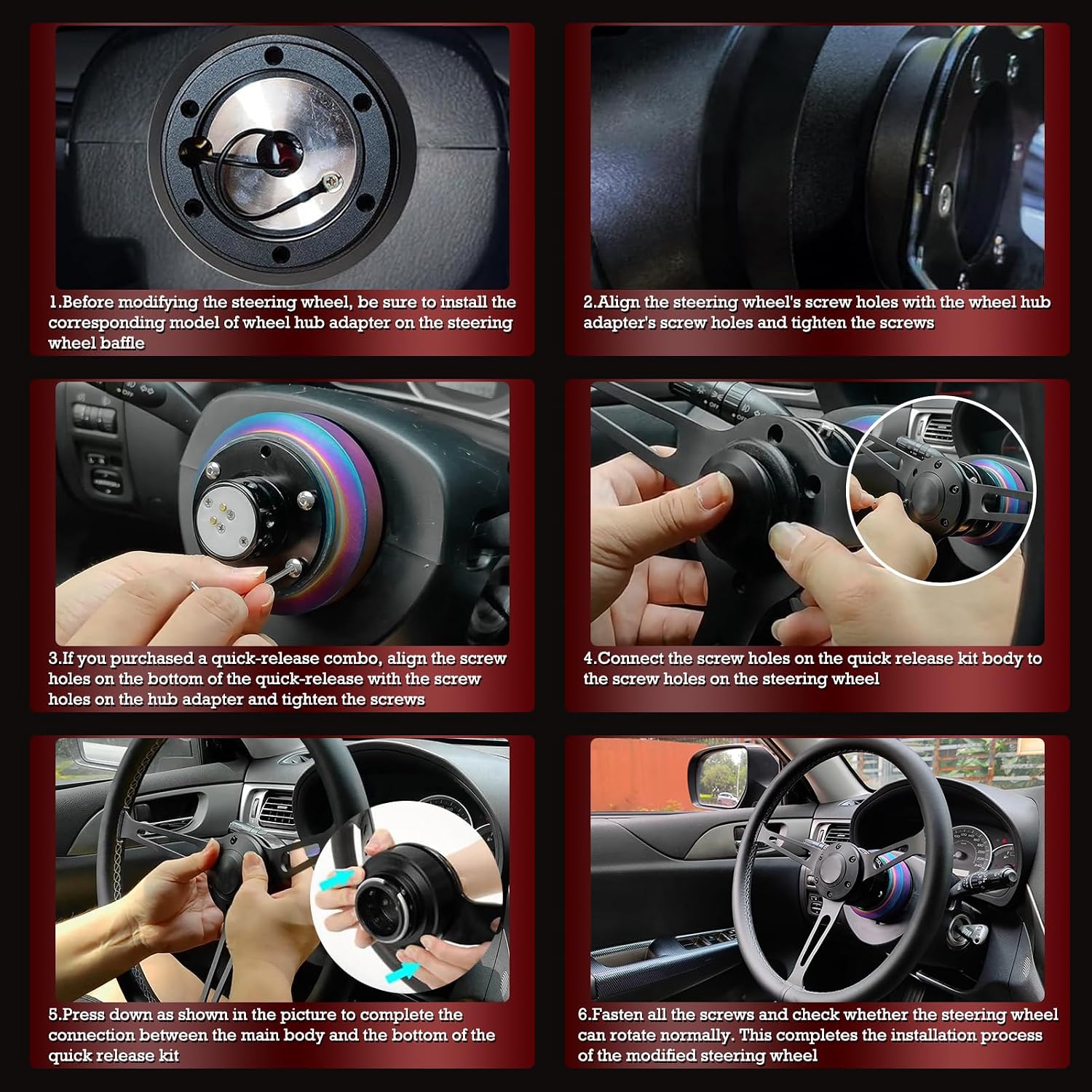 14inch Solid Wood Steering Wheel 350mm Deep Dish 70mm, 4-Spoke Chrome-Plated Aluminum Alloy, Universal 6-Bolt Steering Wheel for Classic Cars, Hot Rods, Muscle Car Vintage Car