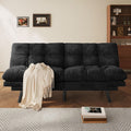 DWVO Sofa Bed with 3-Position Adjustable Backrest & Armrests, Upholstered Loveseat Couch Bed, Expandable Foldable Design for Living Room, Bedroom, Black