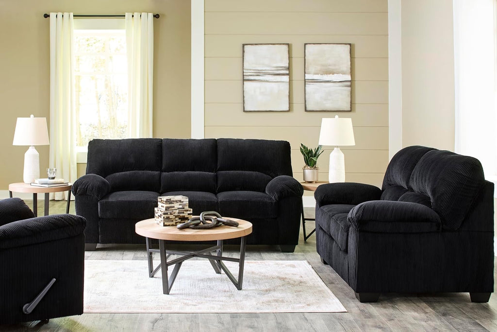 Signature Design by Ashley SimpleJoy Casual Manual Rocker Recliner with Pillow-Top Arms, Black