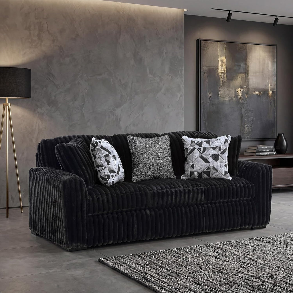 Signature Design by Ashley Midnight-Madness Modern Anti Sage Sofa with Reversible Cushions, Black