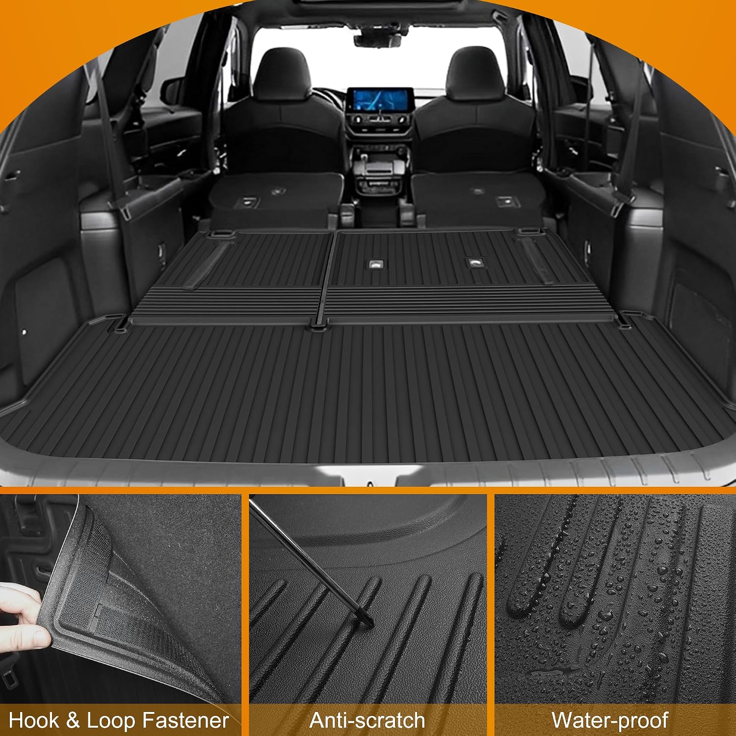 AOMSAZTO Floor Mats and Cargo Mat Compatible with 2024-2025 Toyota Grand Highlander (7 Seats Only): All Weather TPE Protection Full Set Grand Highlander Floor Liners (Not Fit Highlander)