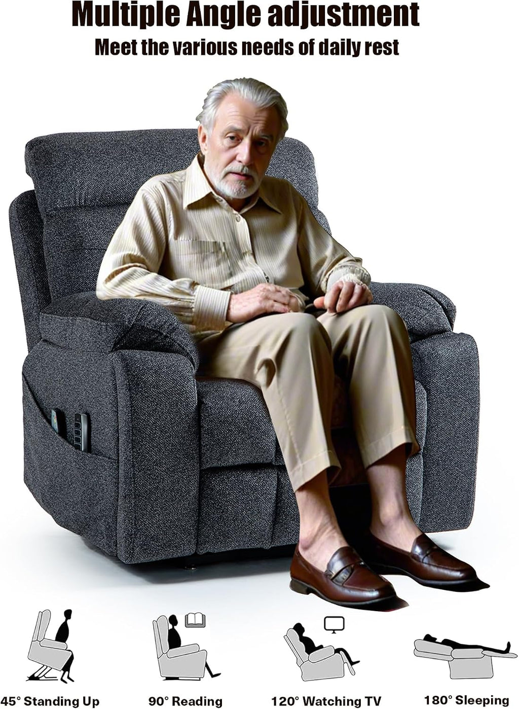Oversized Lazy Boy Recliner Chair, 4 Motor Recliner with Power Headrest and Lumbar, Nursing Lift Chair with Vibrating Massage and Heated Seat