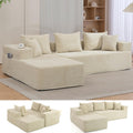 105'' Modular L-Shaped Boneless Sectional, Corduroy Deep Seat Cloud Sectional Couch, Small Space Sofa for Apartment Living Room Bedroom, No Assembly, Beige