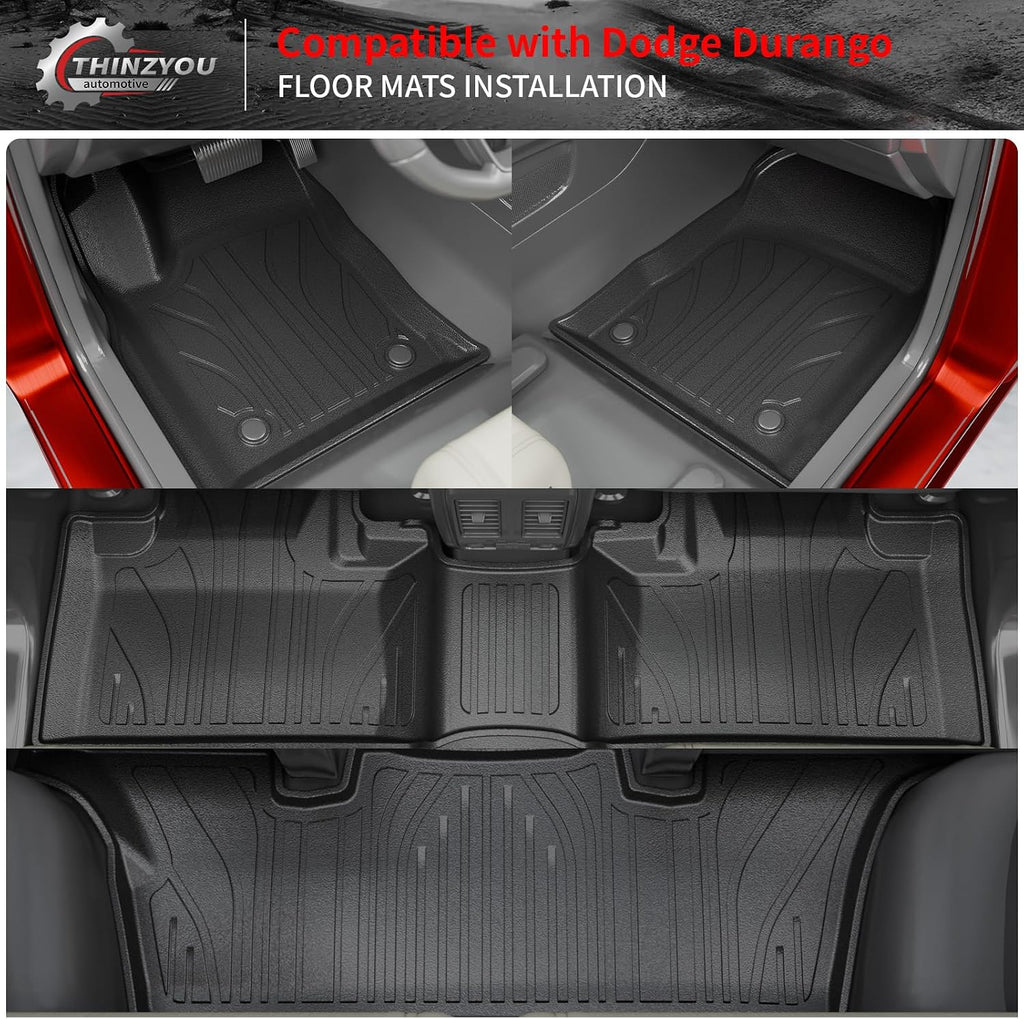 Floor Mats Compatible with 2016-2025 2026 Dodge Durango 6 Seats Cargo Mat Back Seat Protector Trunk Liner 2024 Durango Accessories (Fit 6 Seats, 3rd Row Backrest Mats+Trunk Mat+Floor Mats)