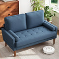 Vesgantti Loveseat Sofa with Solid Wood Legs, 48' Small Couches for Small Spaces, Love Seat for Living Room, Bedroom, Easy Assembly Mid Century Modern Couch with Throw Pillow for Apartment, Blue