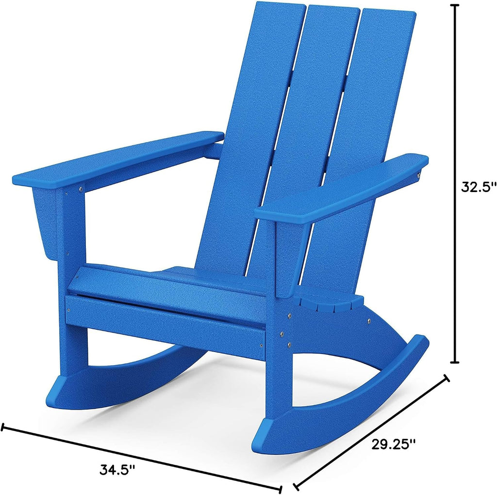 POLYWOOD® Modern Adirondack Rocking Chair, Pacific Blue