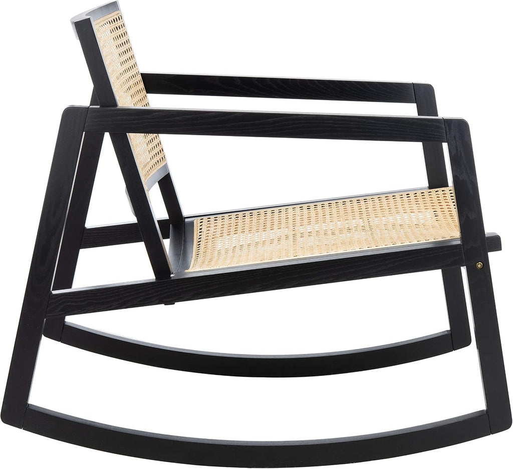 Safavieh Couture Perth Black and Natural Rattan Rocking Chair