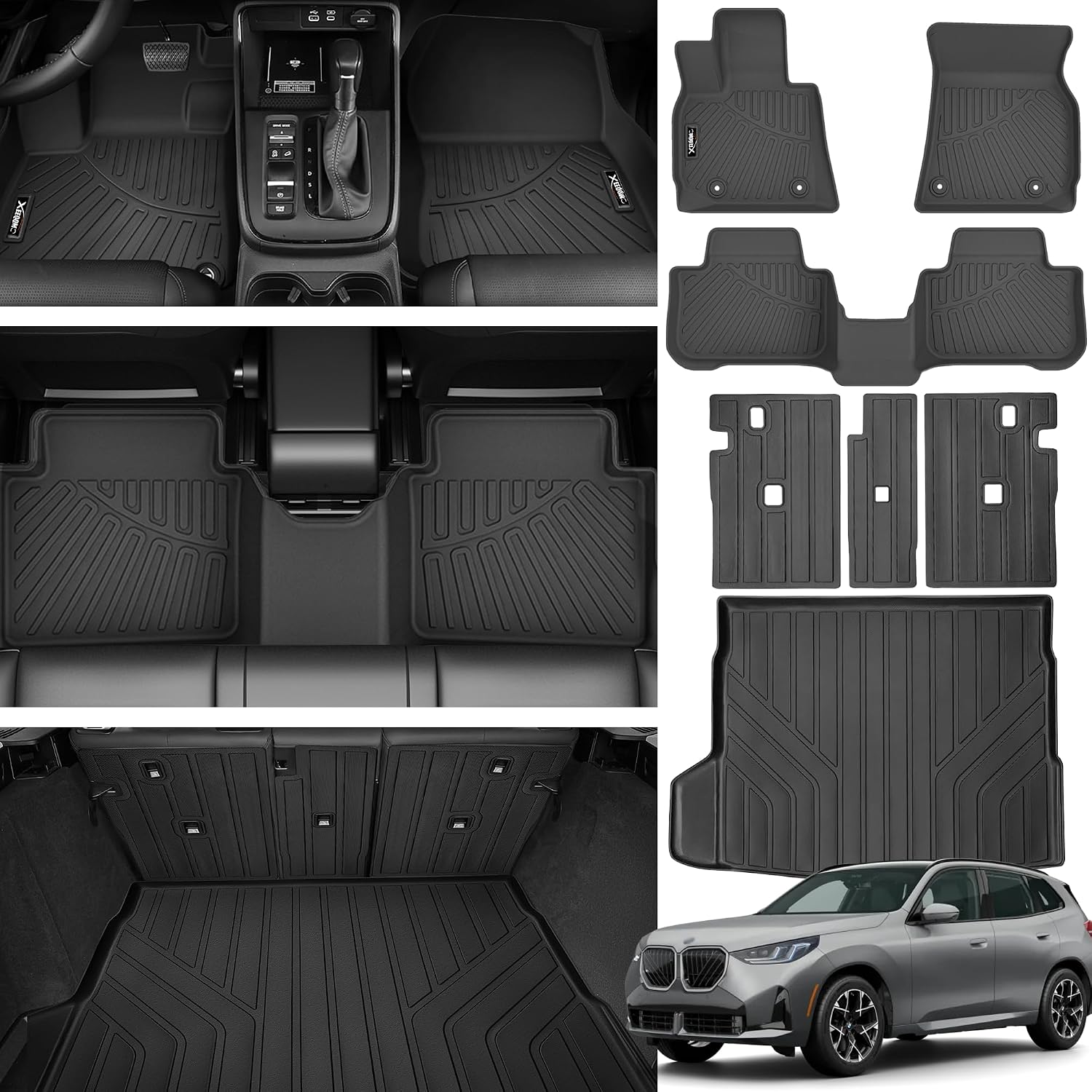 Floor Mats for 2025 2026 BMW X3 Trunk Mat with Backrest Mat All Weather TPE Rubber Floor Liner Set Cargo Liner for 2025 2026 BMW X3 Accessories