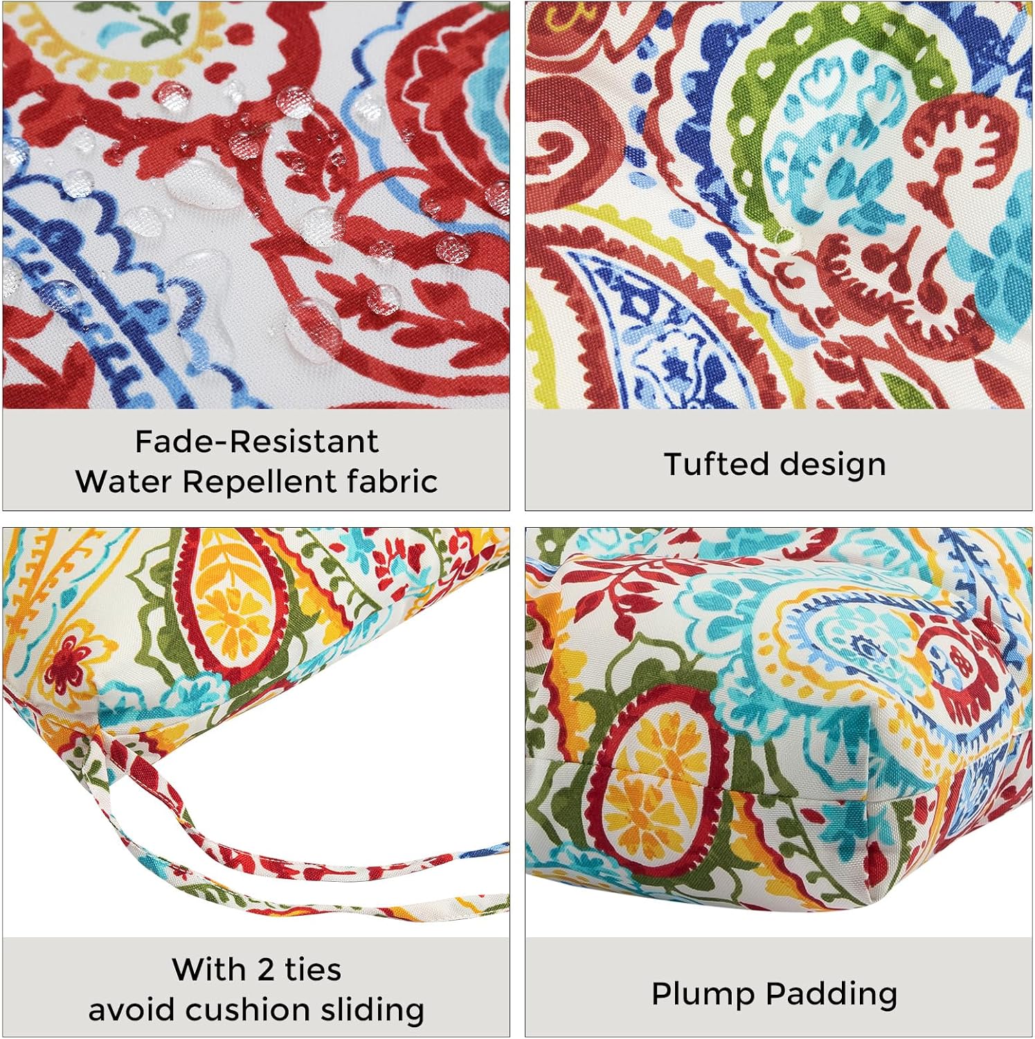 FUNHOME Outdoor High Back Chair Cushions Set of 2,Reversible Lawn Chair Cushion 44 x22 inch,Water Resistant Tufted Adirondack Chair Cushion,for Garden Rocking Chair,Patio Furniture(Phoenix)