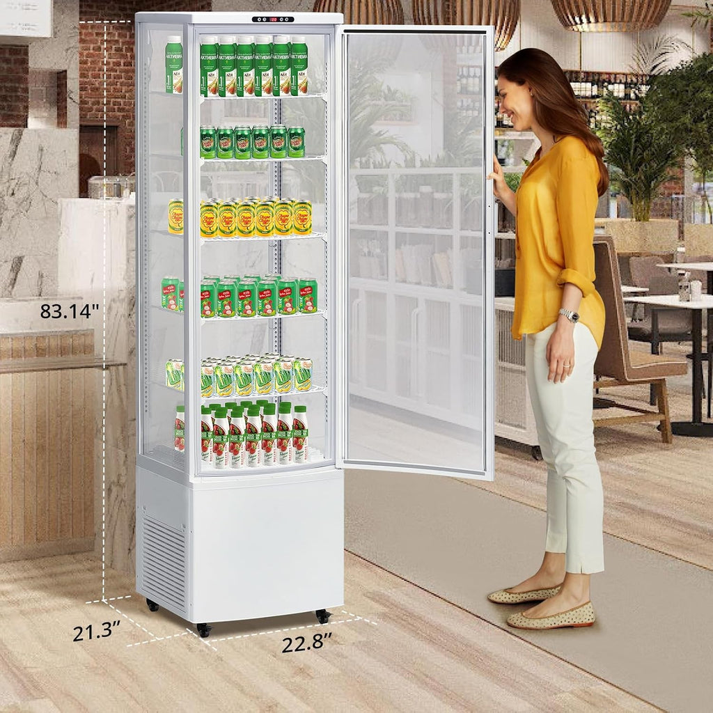 Commercial Display Refrigerator, 10.9 Cu.Ft Beverage Cooler with Glass Door, LED Lighting, 5 Shelves, Merchandiser Fridge for Restaurant, Bar, Cafe, Convenience Store