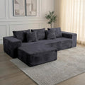 Sytopia 109' L-Shaped Cloud Couch, Modular Sectional Sofa with Deep Seat for Living Room Bedroom, Modern Floor Couch Corduroy, Comfy Sleeper Futon Sofa Bed 40D Foam Furniture, Left Facing