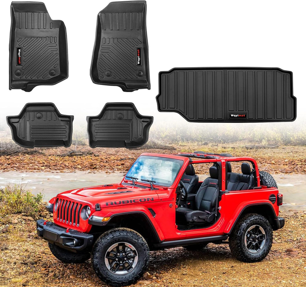 All Weather Floor Mats and Cargo Liner for 2018-2025 2026 Jeep Wrangler JL 2 Door Accessories TPE Rubber Mat Black (for 2018-2026 Jeep Wrangler JL 2 Door)