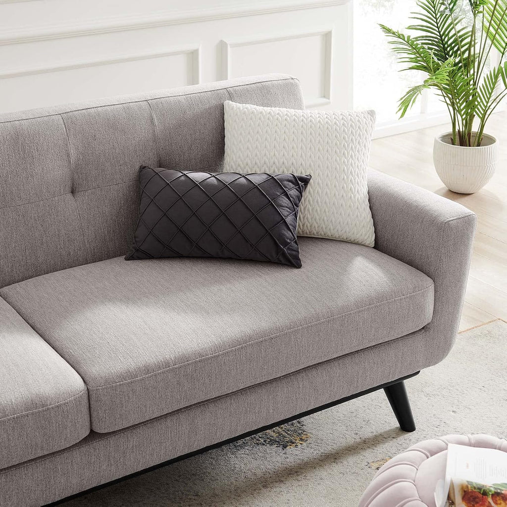 Modway Engage Mid-Century Modern Herringbone Fabric Sofa in Light Gray