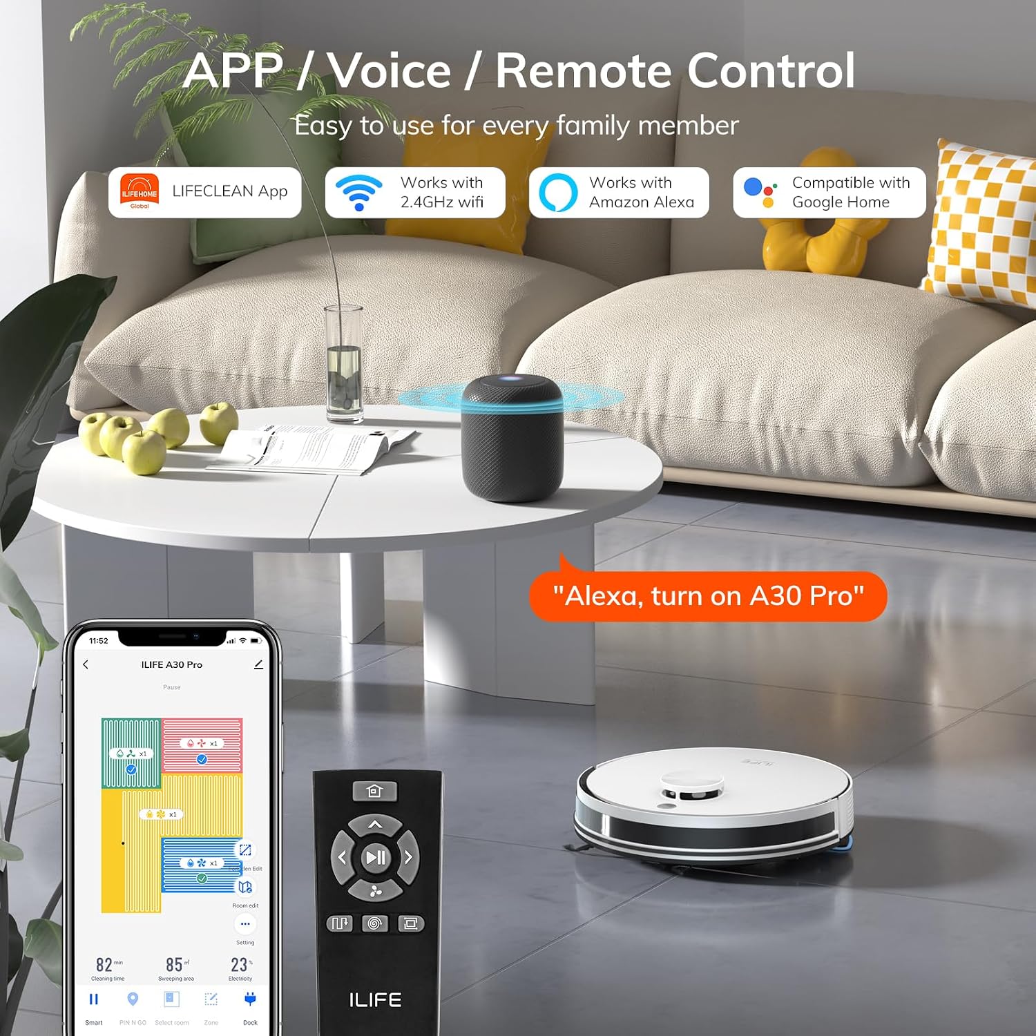 ILIFE A30 Pro Robot Vacuum and Mop Combo, Self Emptying Robot Vacuum Cleaner + Replacement Mop Cloths, 5 Pack Included