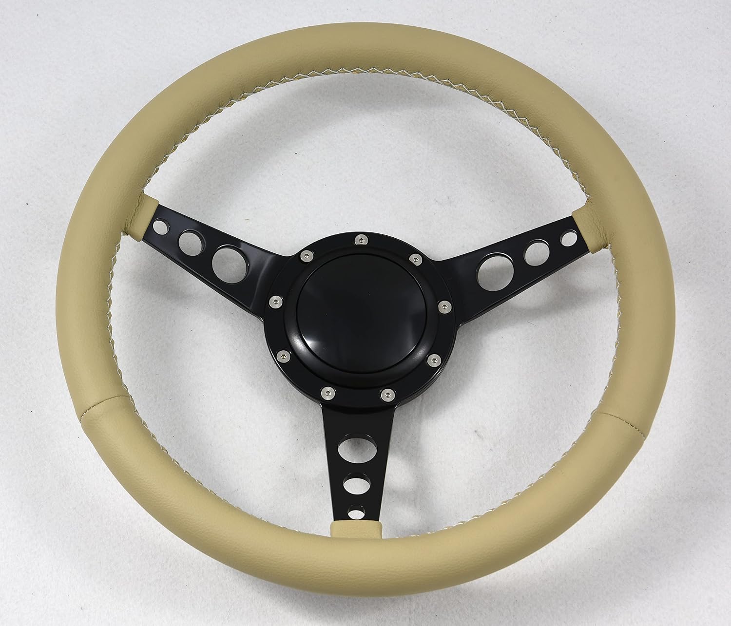 15' Classic Wrapped Steering Wheel 9 bolt with Horn Button-Tan