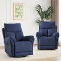 ANJ Manual Fabric Recliner Chair Set of 2, Swivel Rocker Glider, Blue