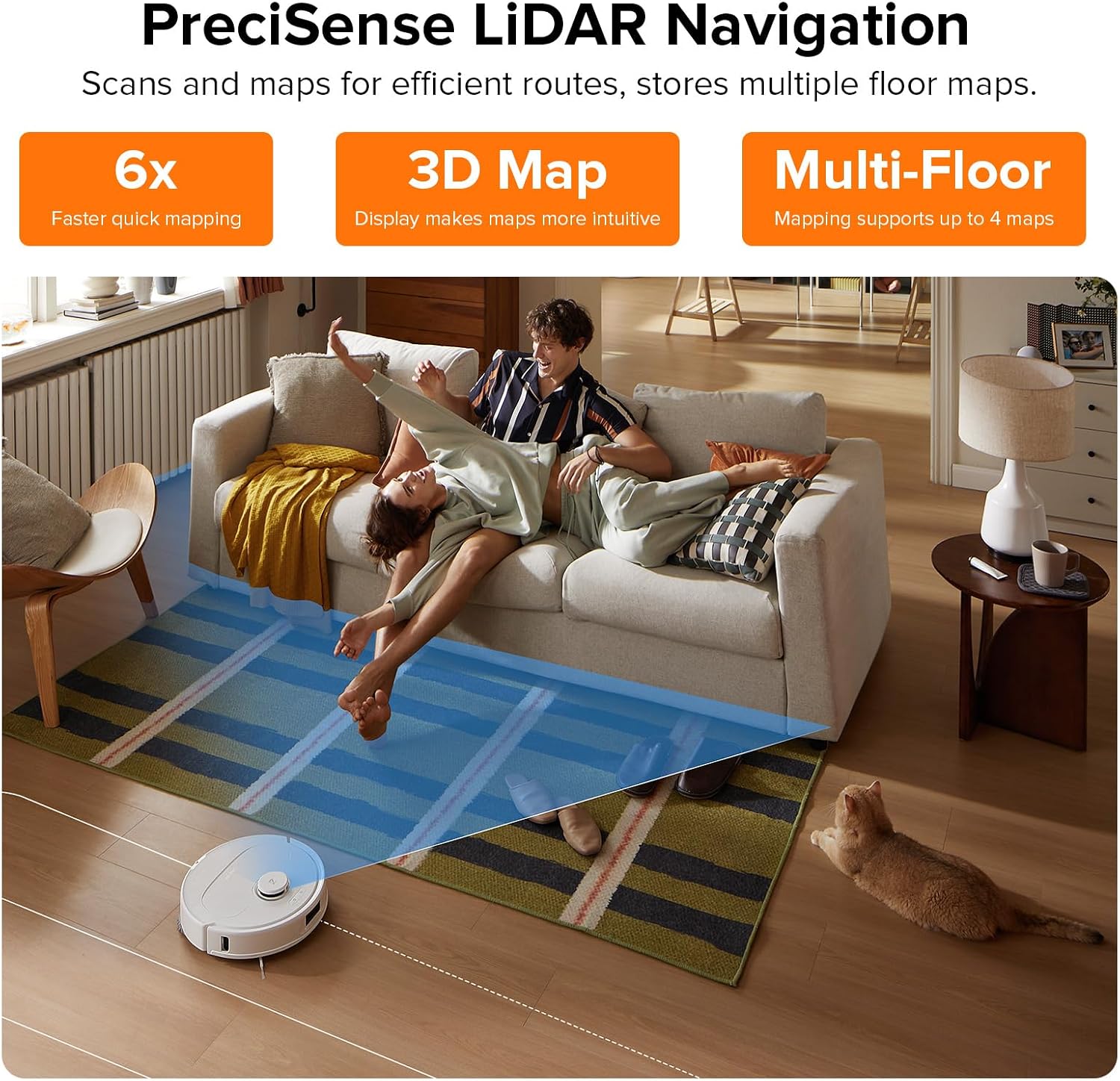 roborock Qrevo Plus Robot Vacuum and Mop with FlexiArm Design Edge Mopping, Self-Emptying, 10 mm Liftable Mops, Auto Mop Washing & Drying, Reactive Tech Obstacle Avoidance, 7,000 Pa Suction, White