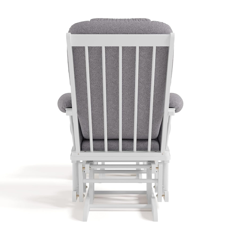 Storkcraft Tuscany Custom Glider and Ottoman with Free Lumbar Pillow (White/Slate Gray Swirl) - Cleanable Upholstered Comfort Rocking Nursery Chair with Ottoman