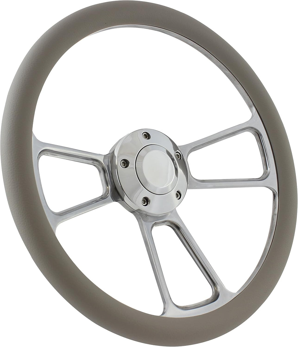 5-bolt Steering Wheel 14 Inch Aluminum with Grey Wrap and Horn
