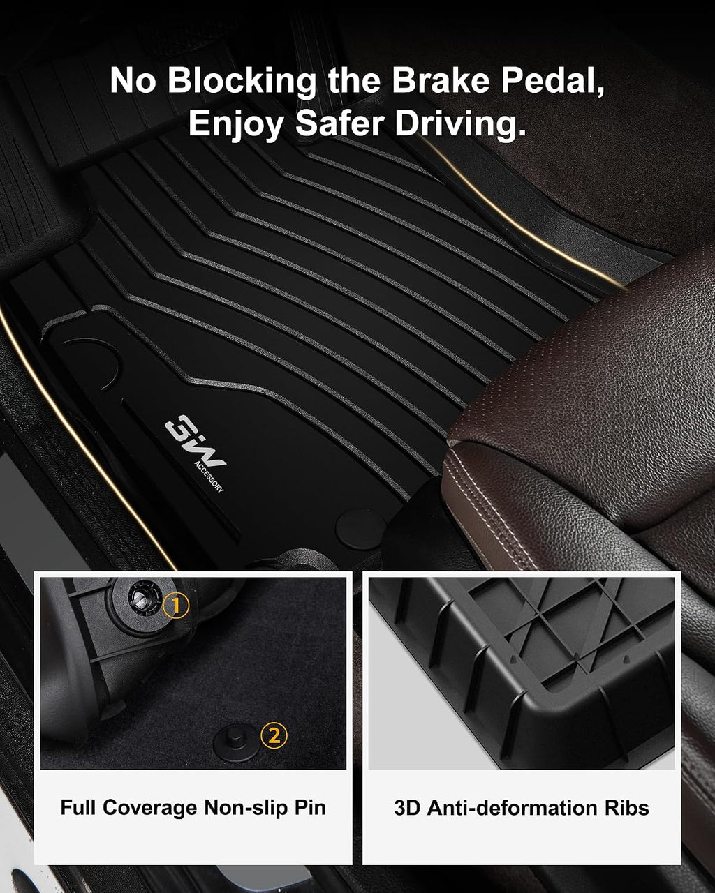 3W Floor Mats and Cargo Liner Compatible for Mercedes Benz GLC 2016-2022, TPE All Weather Custom Fit GLC300/GLC350e/GLC43 AMG/GLC63 AMG/GLC63 AMG S Car Mats and Trunk Liner(Not Fit Coupe)