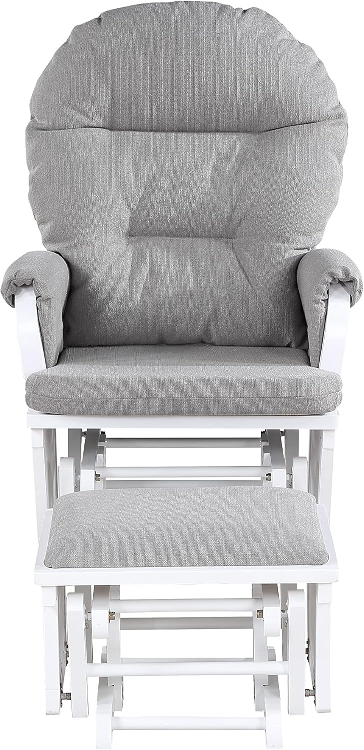 Suite Bebe Madison Glider & Ottoman, White/Oyster