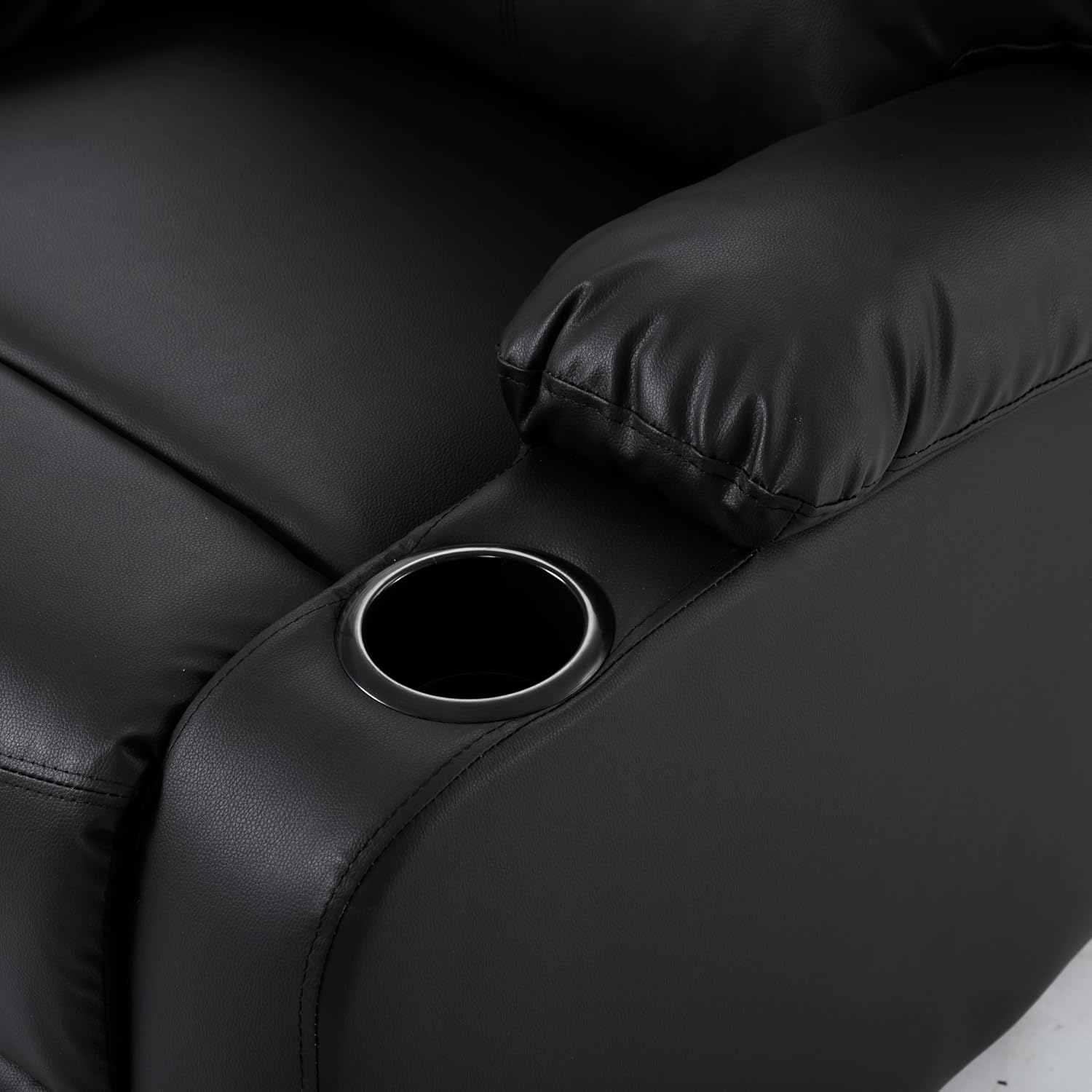 Recliner Chair, Oversized Reclining Chair with Phone Holder & 2 Cup Holders, Leather Wide Rocker Chair for Adults, Single Reclining Sofa Recliner for Living Room, Office, Theater Seating