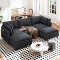 Vesgantti 109' U Shaped Cloud Sectional Sofa, Comfy Corduroy Upholstered Sectional Modular Sofas for Living Room, Modern Modular Couch with 2 Ottoman Deep Seat, Dark Grey