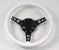 15' Classic Wrapped Steering Wheel 9 bolt with Horn Button-White