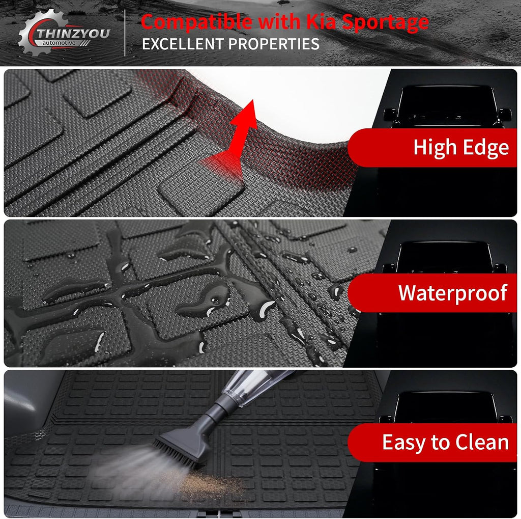 Floor Mats Compatible with 2023 2024 2025 2026 Kia Sportage Cargo Mat Cargo Liner TPE All Weather Back Seat Cover Protector 2025 Sportage Accessories (Trunk Mat+Backrest Mats+Floor Mats)