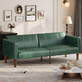 GarveeHome Futon Sofa Bed, 75-Inch Modern Faux Leather Convertible Couch, Mid-Century Loveseat for Small Space, Living Room, Bedroom, Green