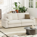 MALOL 89' Loveseat Sofa, Cloud Foam Couch, 3 Seater Upholstered Midcentury Mondern Love Seat with USB Type C Ports, 4 Pillows and Storage Armrest for Living Room/Small Spaces, Beige | Breathable material