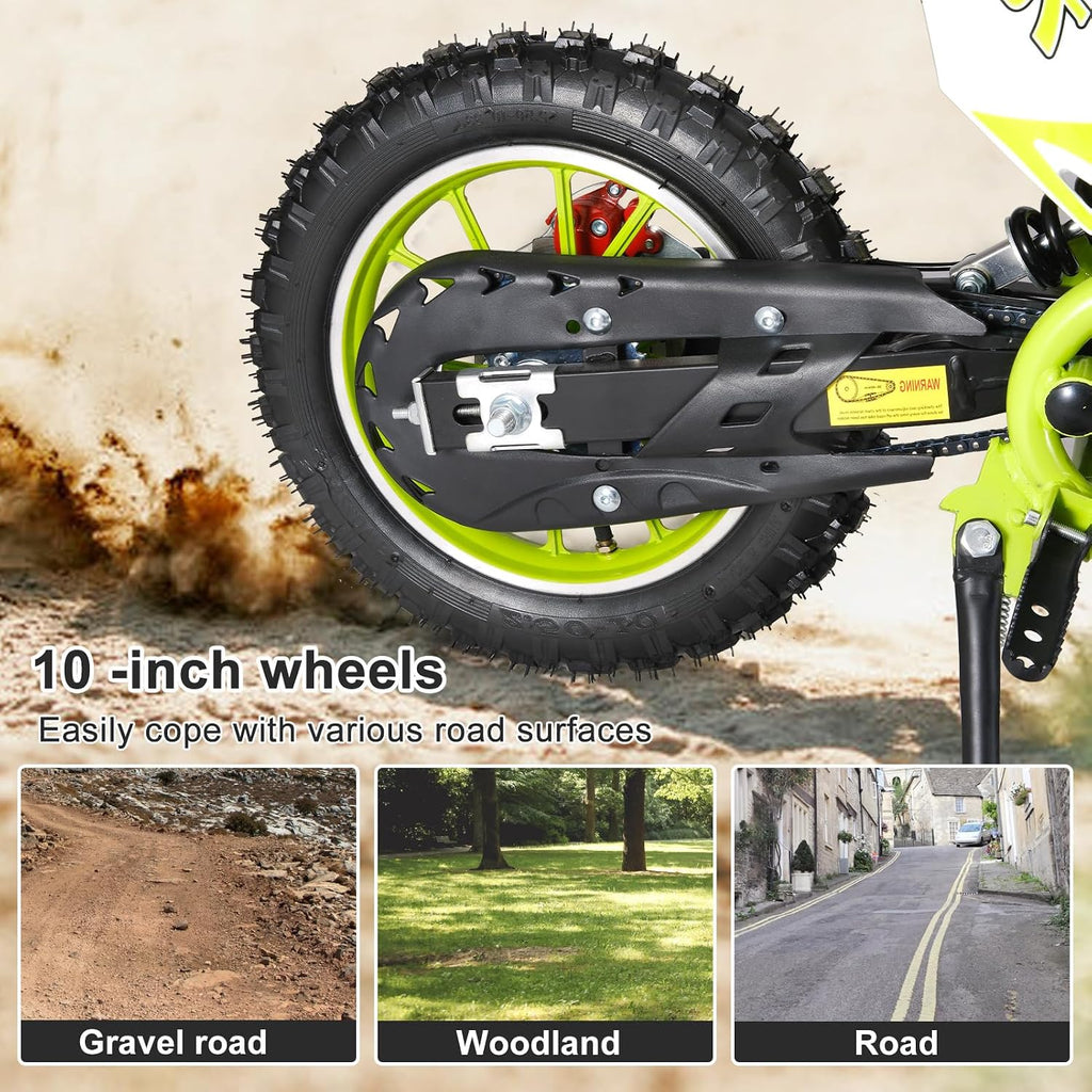 49cc 2-Stroke Kids Dirt Bike, Gas Power Motocross, Off Road Mini Motorcycle, Pocket Motorbike with Front Rear Disc Brakes, Racing Max Speed 30KM/H (Red)
