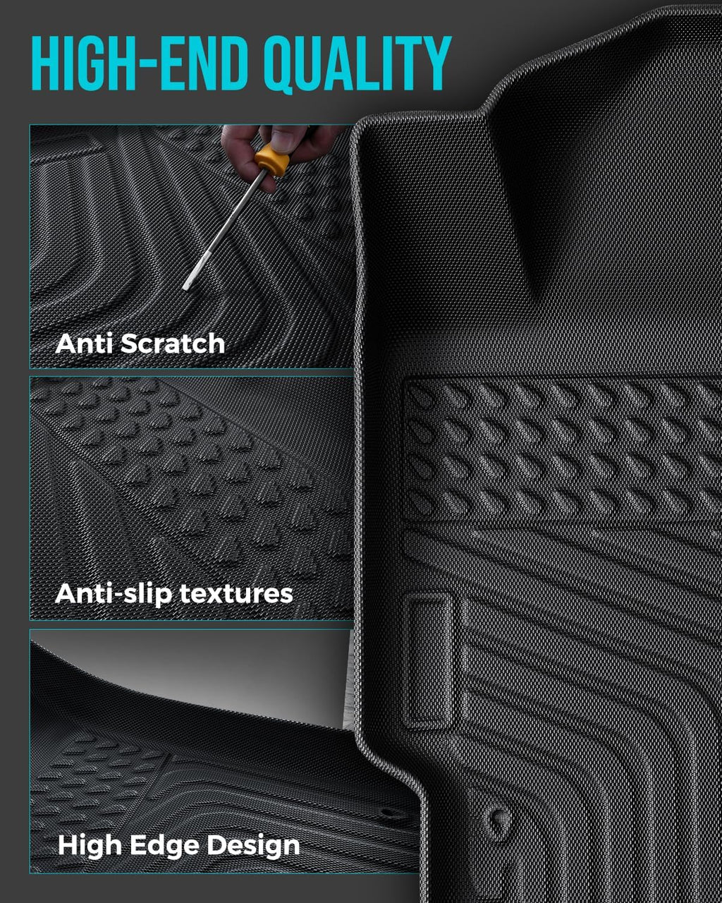 for Toyota Camry Floor Mats 2007-2011(Gas Only) Custom Fit Car Accessories All Weather Rubber TPE Tech Black Trunk Cargo Liner & Front Rear Carpets Full Set for Camry 2011 2010 2009 2008 2007