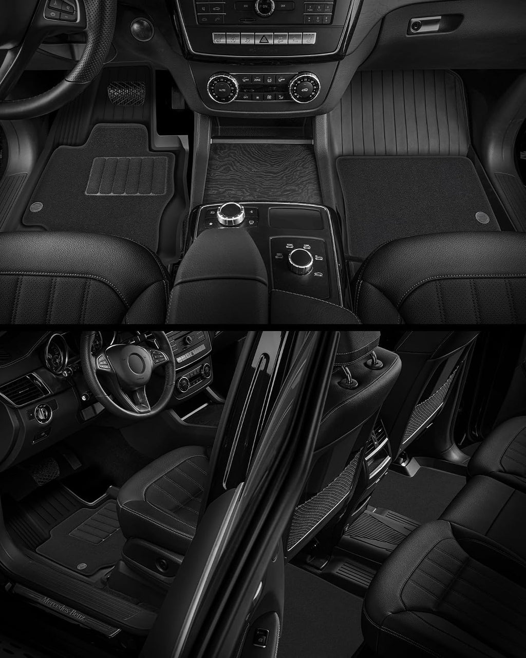 3W Floor Mats with Carpets for Mercedes Benz C-Class 2015-2021(for Sedan Only,Not fit Coupe and Cabriolet), TPE Floor Liner Thickened Carpet for Benz C Class C300/C400/C350e/C43 AMG/C63 AMG/C63 AMG S