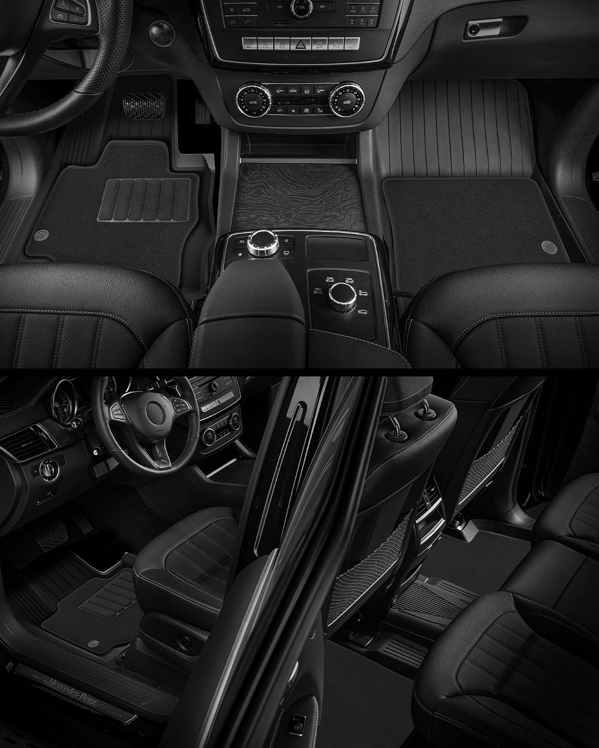 3W Floor Mats with Carpets for Mercedes Benz C-Class 2015-2021(for Sedan Only,Not fit Coupe and Cabriolet), TPE Floor Liner Thickened Carpet for Benz C Class C300/C400/C350e/C43 AMG/C63 AMG/C63 AMG S