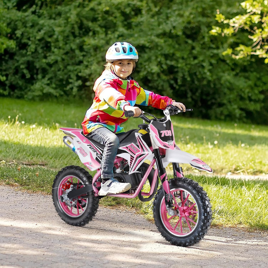 49cc 2-Stroke Kids Dirt Bike, Gas Power Motocross, Off Road Mini Motorcycle, Pocket Motorbike with Front Rear Disc Brakes, Racing Max Speed 30KM/H (Red)