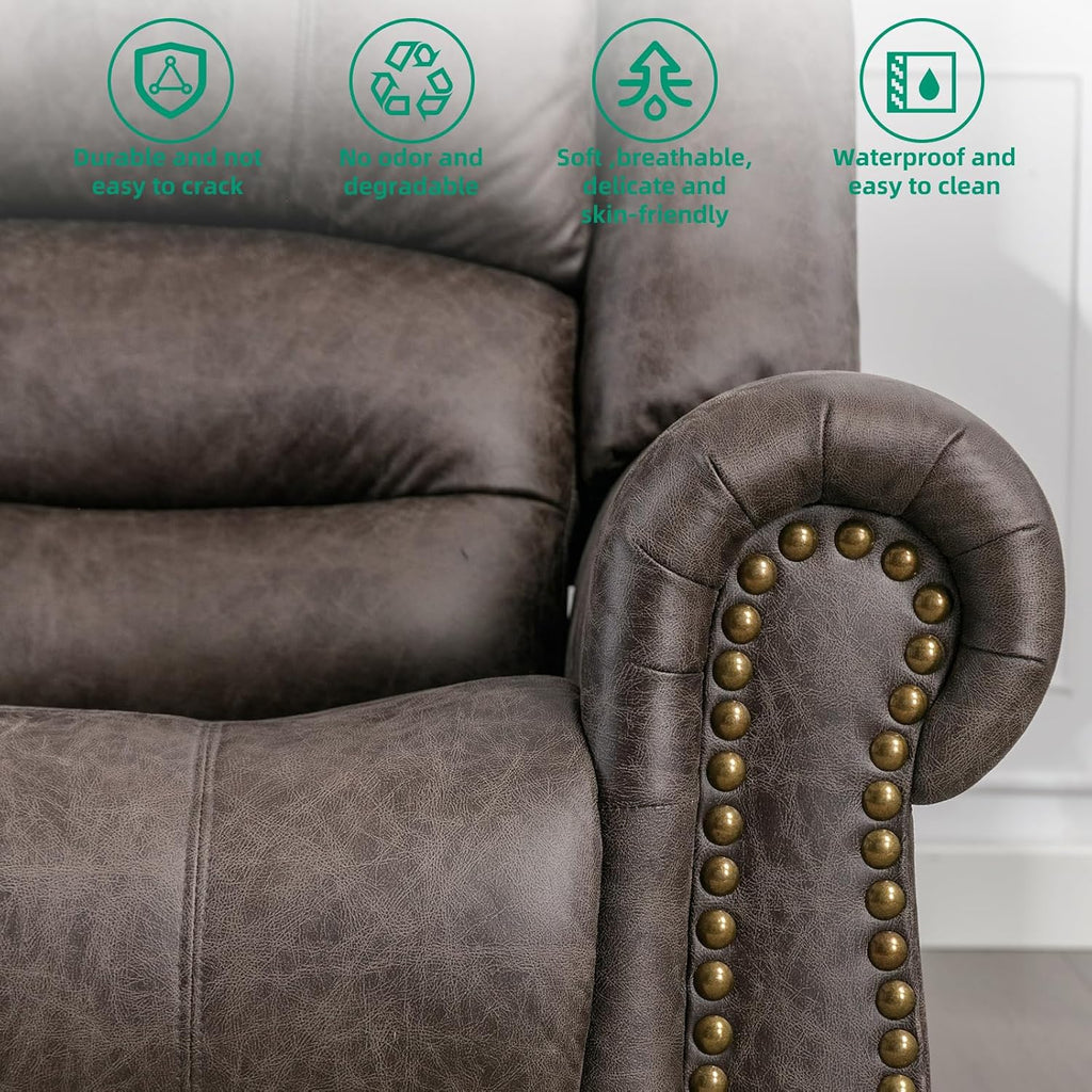 VIVIJASON Massage Swivel Rocker Recliner Chair with Heat & Vibration, 360° Swivel Manual Glider Rocking Reclining Chair with Remote Control, Side Pockets & USB Ports for Living Room, Smoky Gray