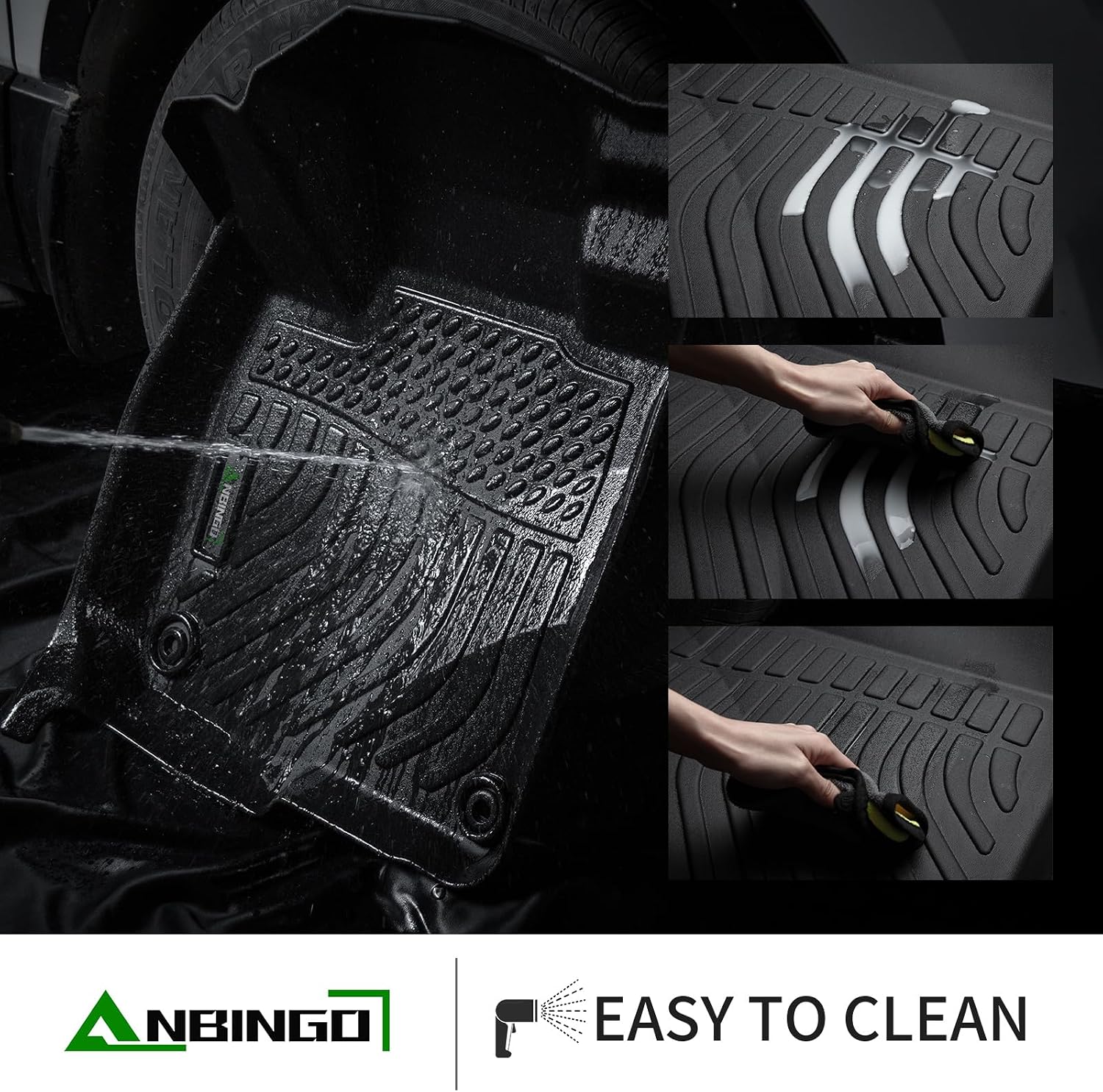 ANBINGO®Floor Mats Fit for Chevy Suburban & GMC Yukon XL (with 2nd Row Bench Seat) 2015-2020 All Weather Rugs for Chevy Suburban TPE Car Mats for GMC Yukon XL Rubber Trunk Carpet for Suburban