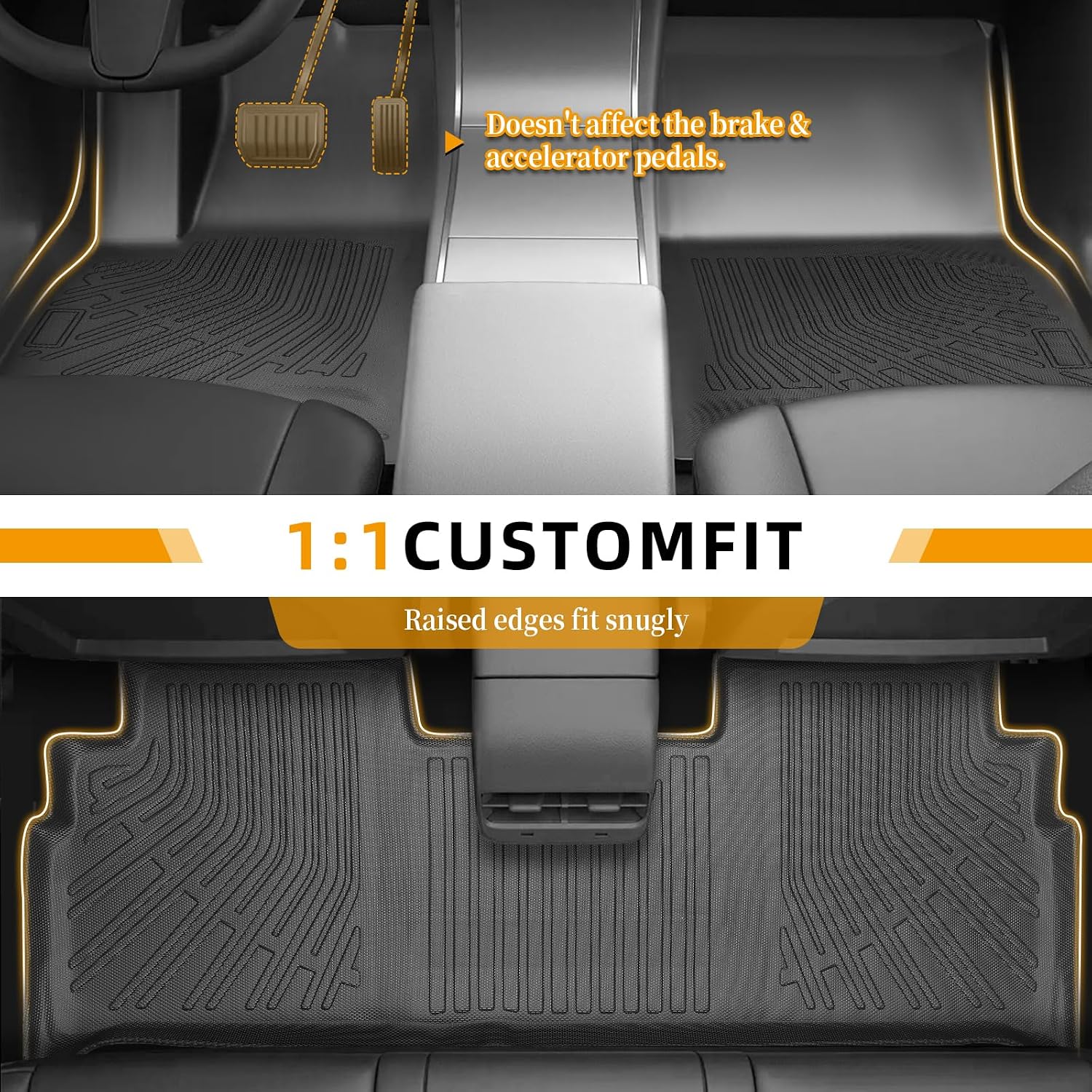Floor Mats for Toyota Highlander 2001 2002 2003 2004 2005 2006 2007, NOT for with 3rd Row or Hybrid, ONLY 5seats, Floor Mats for Highlander Base Limited Sport,TPE Floor Liners&Seatback Mat&Cargo Liner