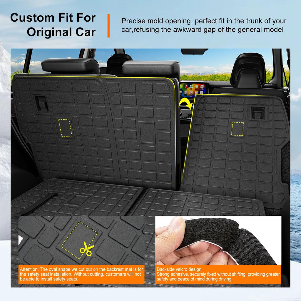 powoq Fuel&Hybrid Floor Mats Compatible with 2024-2026 Santa Fe Cargo Liner Trunk Mat 2nd Row TPE Replacement for 2024 2025 2026 Santa Fe Accessories (2nd Row Backrest Mat+Cargo Mat+Floor Mats)