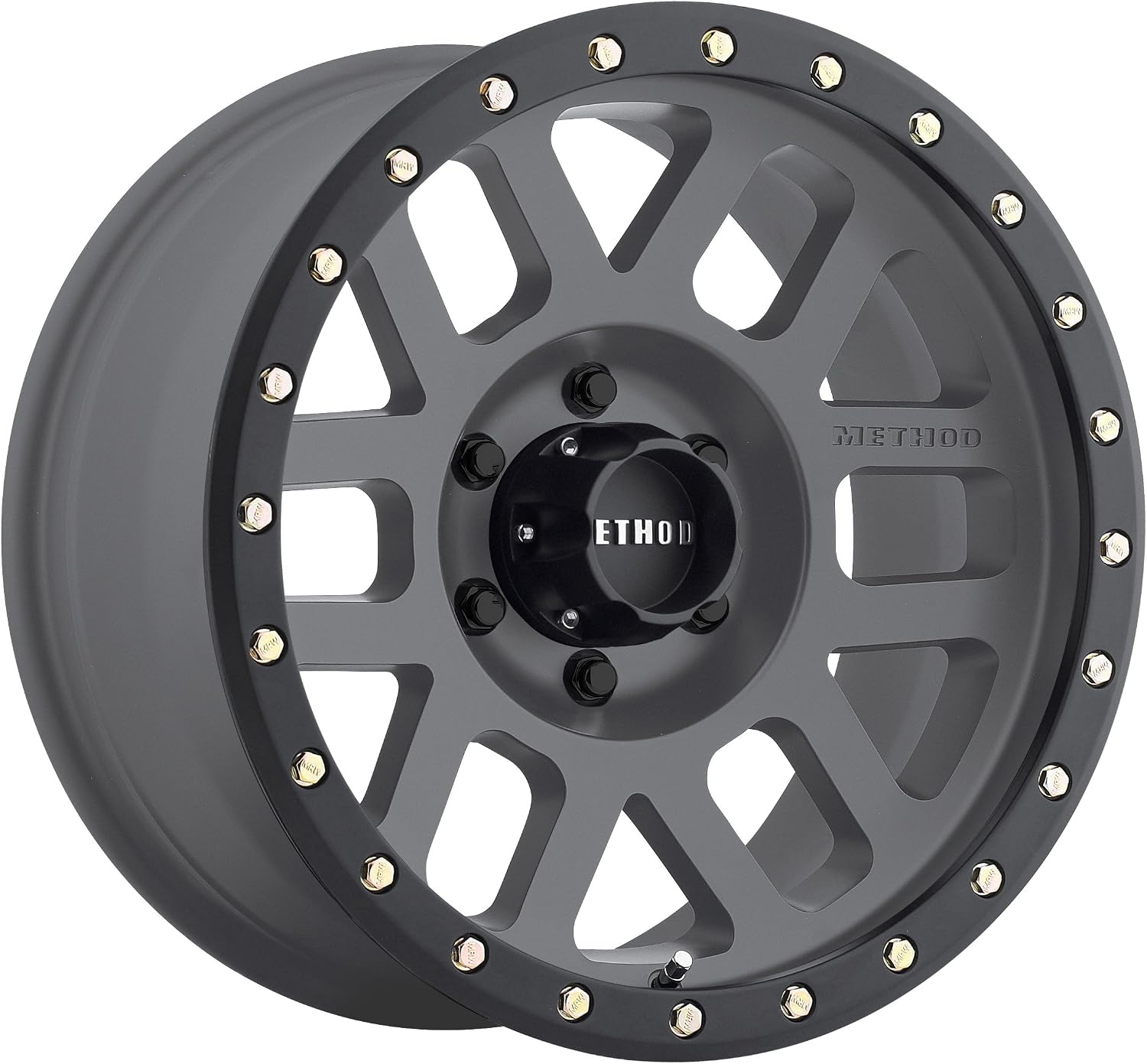 Method Race Wheels Grid Titanium/Black Street Loc Wheel with Zinc Plated Accent Bolts (17x8.5'/6x5.5', 0mm offset) 0 mm offset