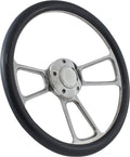 Boat Steering Wheel 14 Inch Aluminum With Carbon Fiber Half Wrap, Horn Button, and Installation Adapter