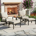 NATURAL EXPRESSIONS Patio Furniture Set,Outdoor Patio Chairs with 2 Swivel Glider Rocking Chairs,5 Piece Outdoor Conversation Set with Ottomans,All Weather Sturdy Frame,6' Cushions for Garden,Yard