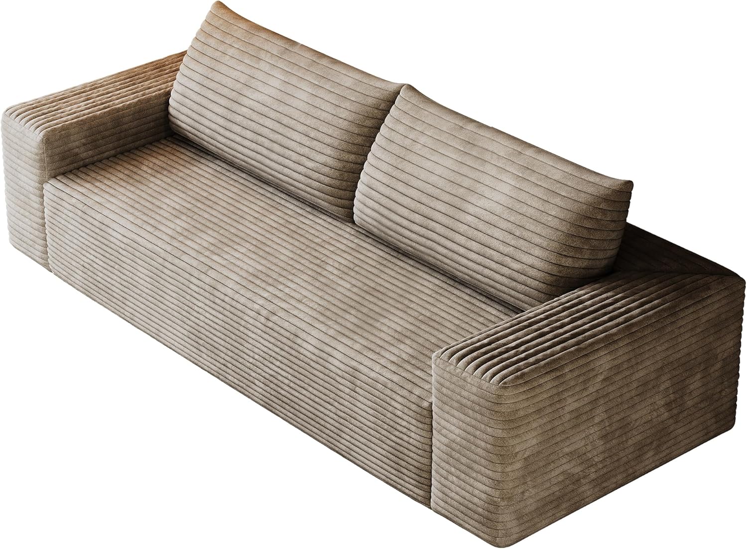 Ball & Cast 63' Loveseat Sofa with Deep Seat,Memory Foam,2 Seater Floor Couch with Corduroy Fabric,No Assembly,Cloud Sofas Couches for Small Spaces Living Room Bedroom Apartment,Easy to Move,Camel
