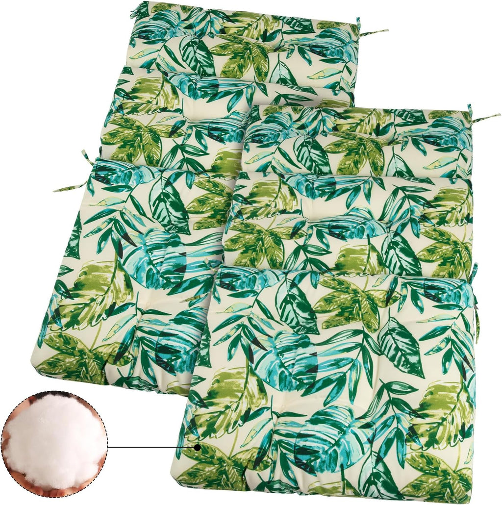 FUNHOME Outdoor High Back Chair Cushions Set of 2,Reversible Lawn Chair Cushion 44 x22 inch,Water Resistant Tufted Adirondack Chair Cushion,for Garden Rocking Chair,Patio Furniture(Palm Leaf)